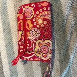 Vera Bradley Red and Pink Patterned Phone Wristlet